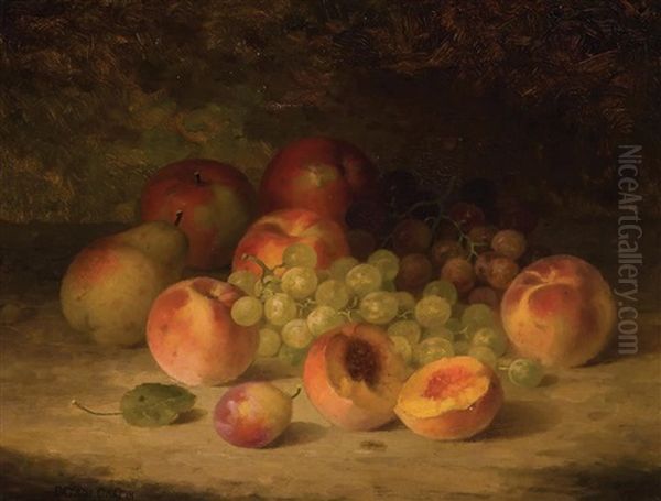 Still Life With Peaches And Grapes Oil Painting by Bryant Chapin