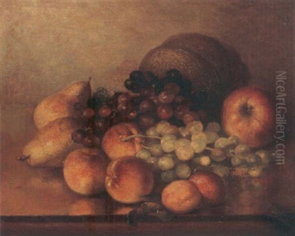 A Still Life With Peaches, Grapes And Other Fruit Oil Painting by Bryant Chapin