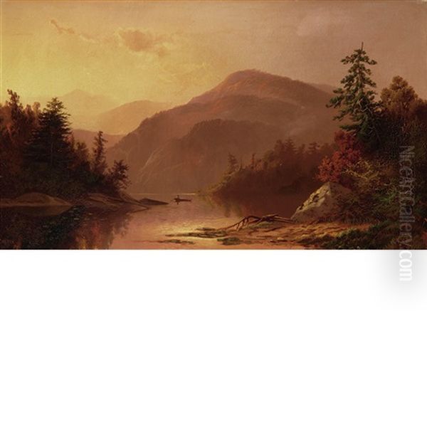 Boater In A Mountainous Landscape Oil Painting by Charles H. Chapin