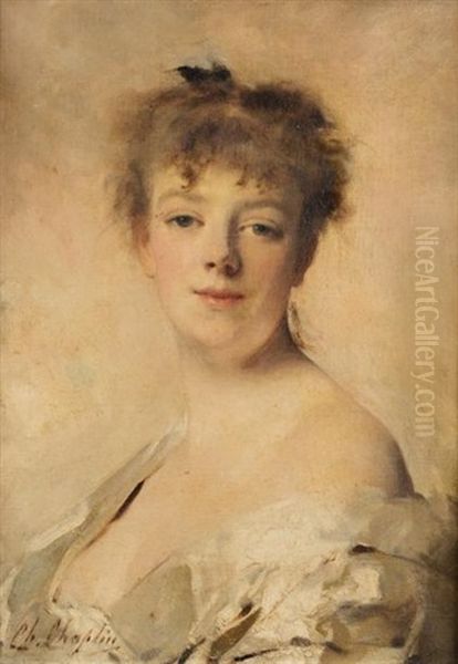 Portrait De Femme Oil Painting by Charles Joshua Chaplin