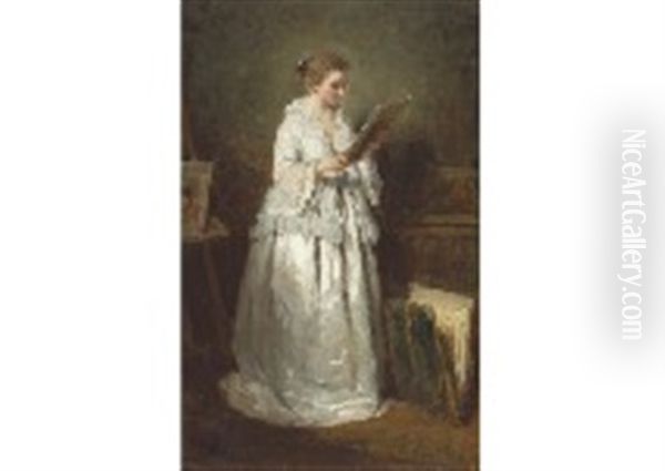 Woman At Studio Oil Painting by Charles Joshua Chaplin