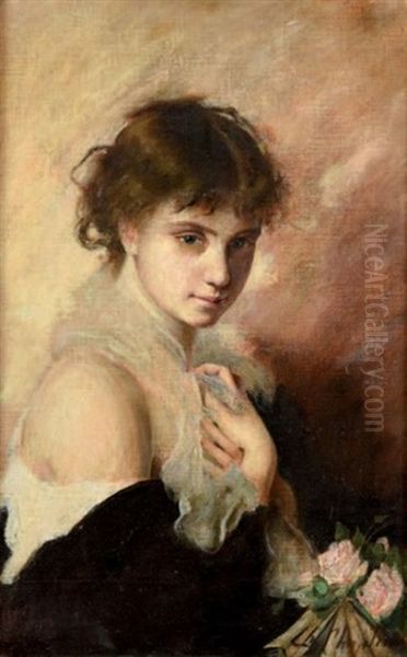 Portrait De Jeune Fille Oil Painting by Charles Joshua Chaplin