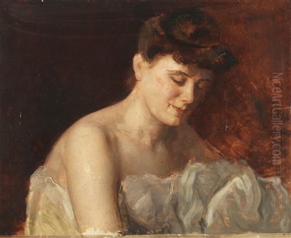 Frauenportrat (studie) Oil Painting by Charles Joshua Chaplin