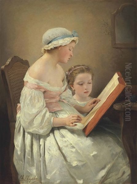 La Lecon De Lecture Oil Painting by Charles Joshua Chaplin