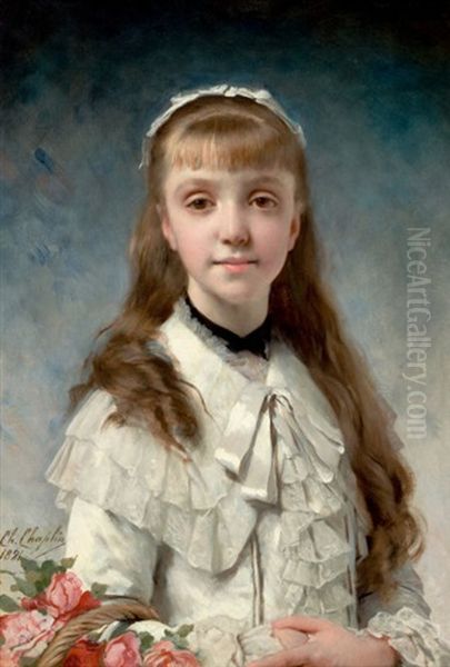 La Fille Du Peintre (head Of A Young Beauty) Oil Painting by Charles Joshua Chaplin