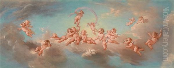 Putti Oil Painting by Charles Joshua Chaplin