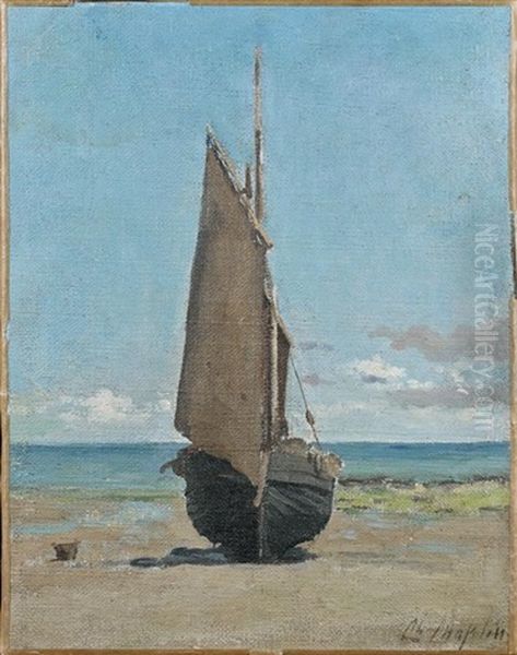 Bateau Echoue Sur La Plage Oil Painting by Charles Joshua Chaplin