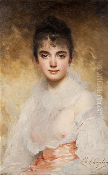 A Portrait Of A Young Woman Oil Painting by Charles Joshua Chaplin