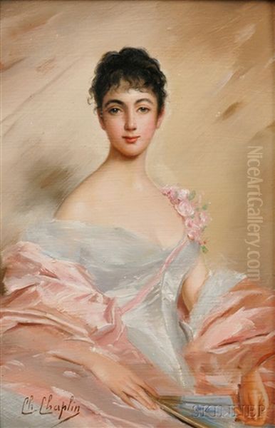 Portrait Of An Elegant Young Woman Oil Painting by Charles Joshua Chaplin