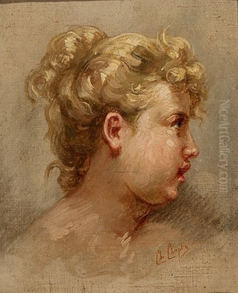 Bildnis Eines Blonden Madchens Oil Painting by Charles Joshua Chaplin