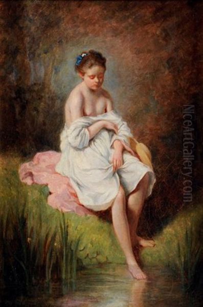 Jeune Fille Au Bain Oil Painting by Charles Joshua Chaplin