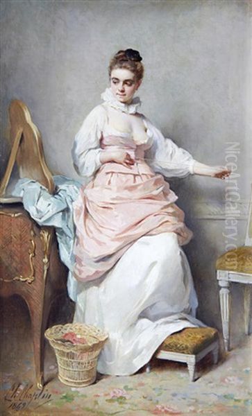 The Seamstress Oil Painting by Charles Joshua Chaplin