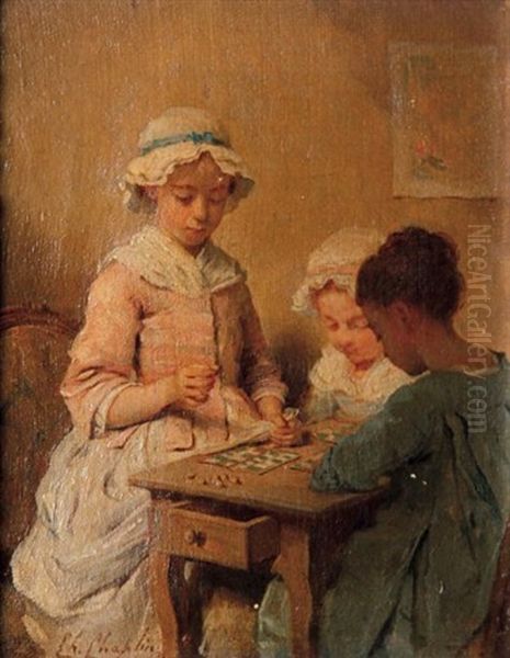 Enfants Jouant Au Loto Oil Painting by Charles Joshua Chaplin