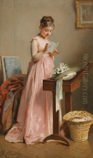 Fille A La Lecture Oil Painting by Charles Joshua Chaplin