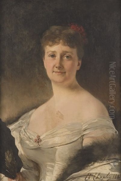 Femme En Robe De Bal Oil Painting by Charles Joshua Chaplin