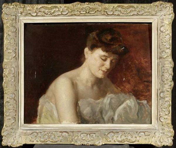 Frau Herab Blickend Oil Painting by Charles Joshua Chaplin