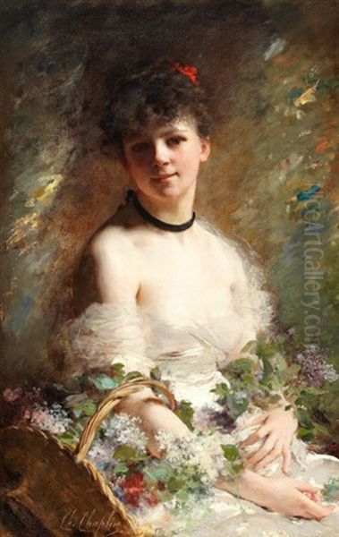 Young Woman With Flower Basket by Charles Joshua Chaplin