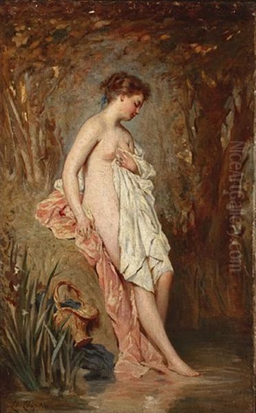 Girl Bathing Oil Painting by Charles Joshua Chaplin