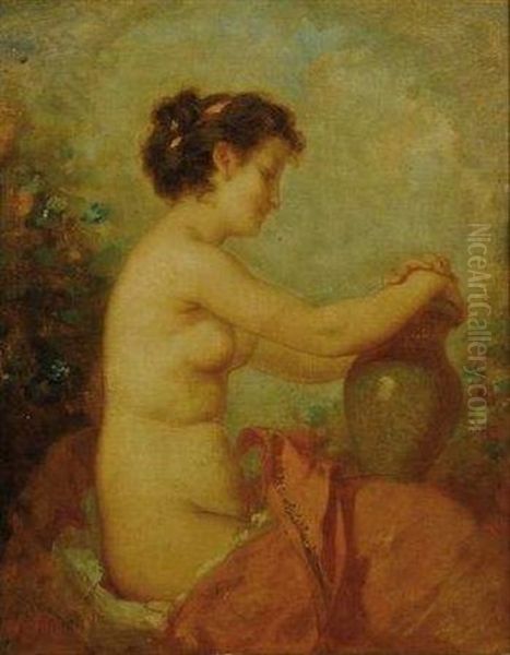 Nu De Profil Au Vase Oil Painting by Charles Joshua Chaplin