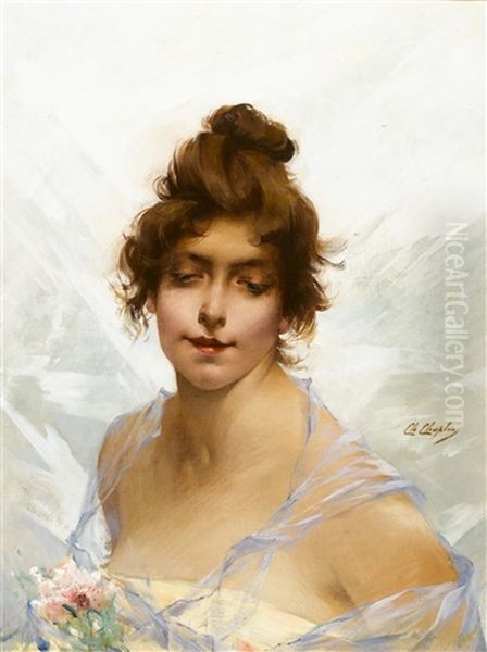 Portrait Of A Lady Oil Painting by Charles Joshua Chaplin