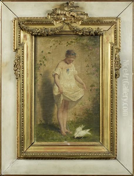 La Jeune Fille Aux Colombes Oil Painting by Charles Joshua Chaplin