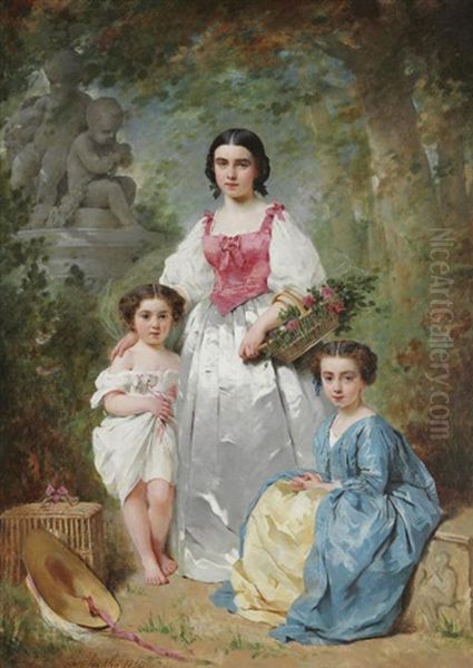 Portrait De La Famille Gros Oil Painting by Charles Joshua Chaplin