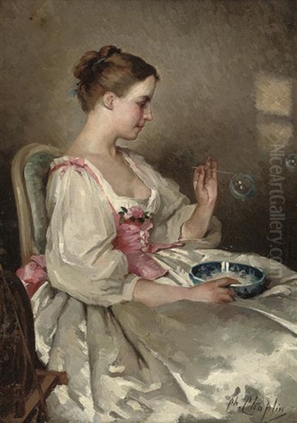 Blowing Bubbles Oil Painting by Charles Joshua Chaplin