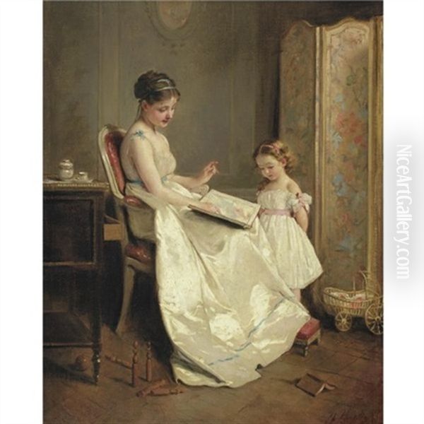 The Lesson Oil Painting by Charles Joshua Chaplin