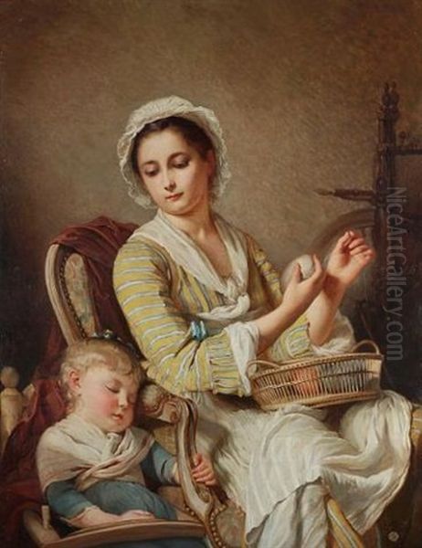 A Tired Little Helper Oil Painting by Charles Joshua Chaplin