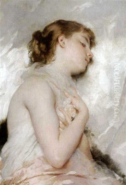 Jeune Fille Endormie Oil Painting by Charles Joshua Chaplin