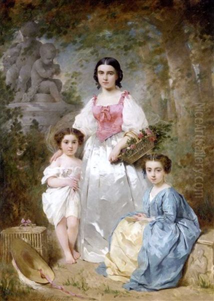 Portrait De La Famille Gros Oil Painting by Charles Joshua Chaplin