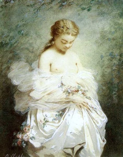 Jeune Fille Oil Painting by Charles Joshua Chaplin