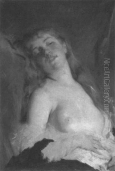 A Languid Beauty Oil Painting by Charles Joshua Chaplin