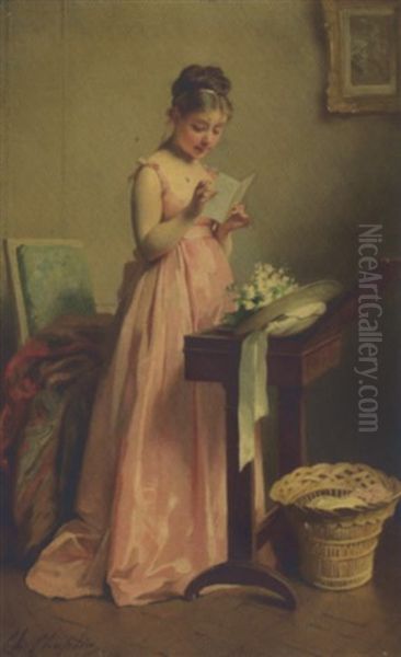 Jeune Fille A La Lecture Oil Painting by Charles Joshua Chaplin