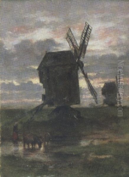 Les Moulins Au Crepuscule Oil Painting by Charles Joshua Chaplin