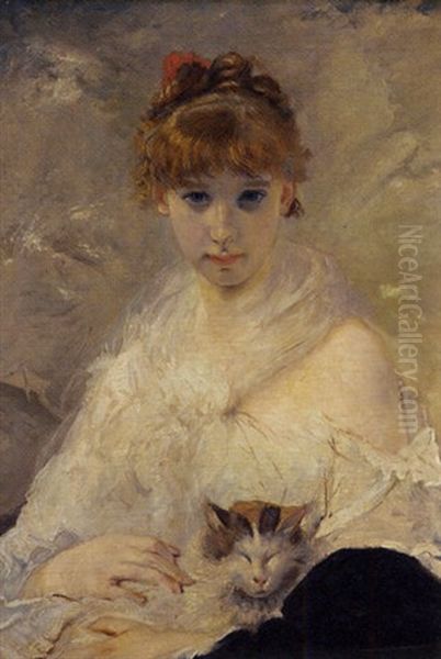 Portrait D'une Jeune Fille Oil Painting by Charles Joshua Chaplin