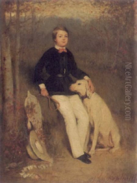 Bildnis Eines Knaben Mit Hund Oil Painting by Charles Joshua Chaplin