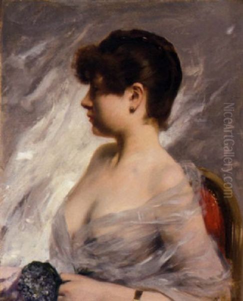 Portrait Of A Young Beauty Oil Painting by Charles Joshua Chaplin