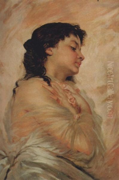 Jeune Fille Les Mains Croisees Sur La Poitrine Oil Painting by Charles Joshua Chaplin