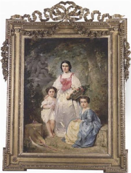 Portrait De Famille Oil Painting by Charles Joshua Chaplin