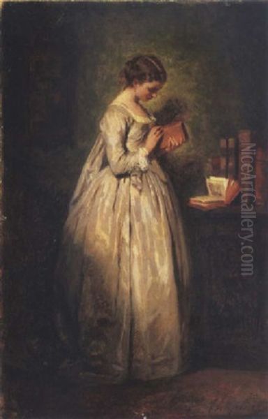 Jeune Fille Lisant Oil Painting by Charles Joshua Chaplin