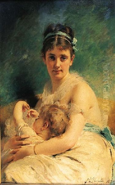 A Comforting Moment Oil Painting by Charles Joshua Chaplin