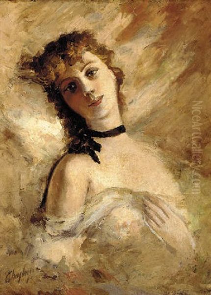 A Young Beauty Oil Painting by Charles Joshua Chaplin