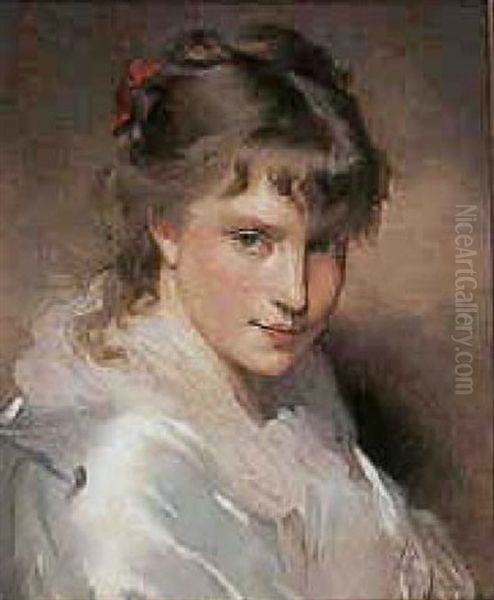 Portrait De Jeune Fille Oil Painting by Charles Joshua Chaplin