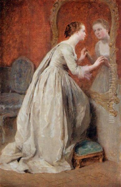 Femme Aux Miroir Oil Painting by Charles Joshua Chaplin