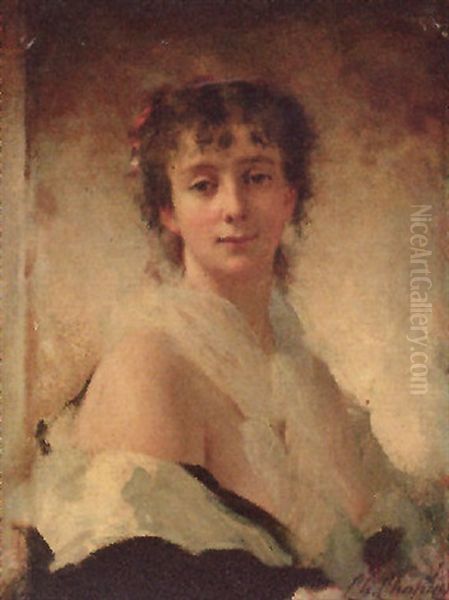 Buste De Jeune Femme Oil Painting by Charles Joshua Chaplin