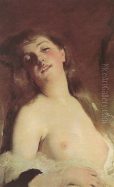 Reclining Nude Oil Painting by Charles Joshua Chaplin