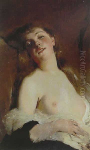 Reclining Nude Oil Painting by Charles Joshua Chaplin