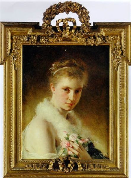 La Jeune Fille Aux Roses Oil Painting by Charles Joshua Chaplin