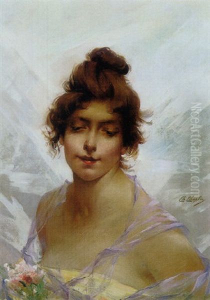 A Beauty Oil Painting by Charles Joshua Chaplin